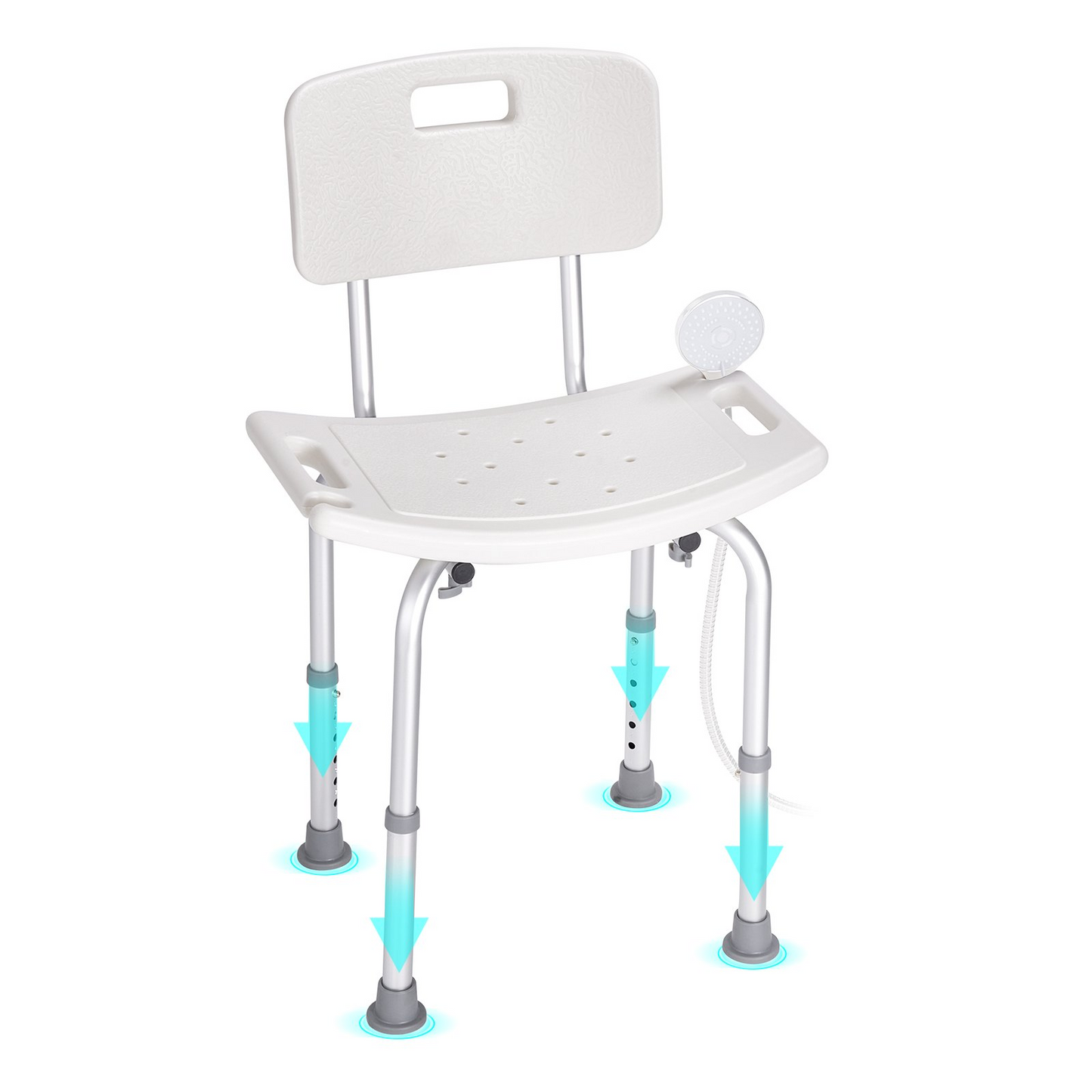 Shower Chair, Shower Seat with Back, Adjustable Height Shower Stool, Shower Chair for Inside Shower Bathtub, Non-slip Bathroom Bench Bath Chair for Elderly Disabled Handicap, 350 lbs Capacity