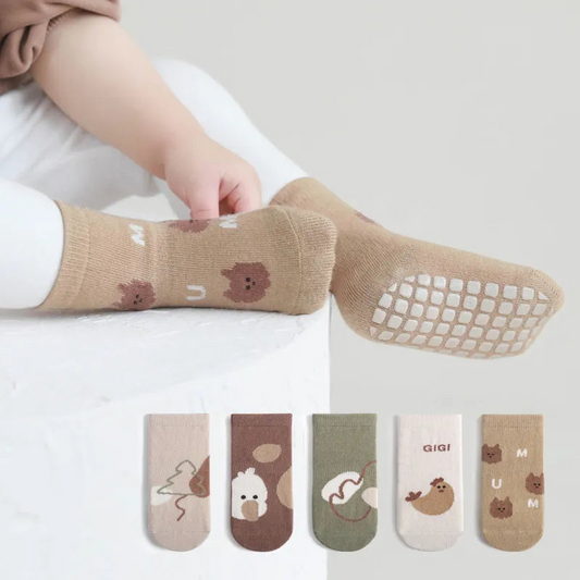 Set of 5 Non-Slip Socks for Children