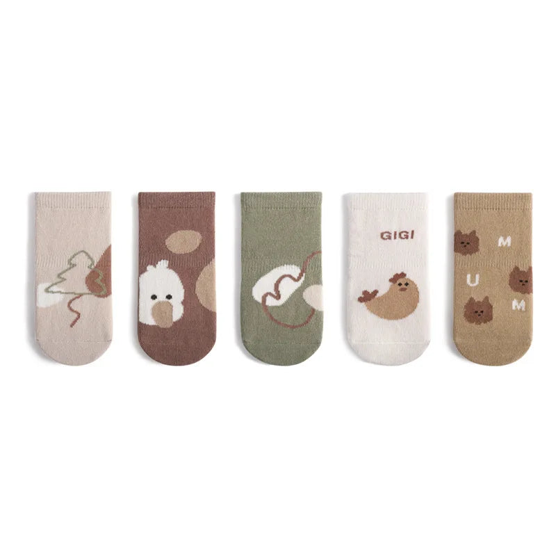 Set of 5 Non-Slip Socks for Children