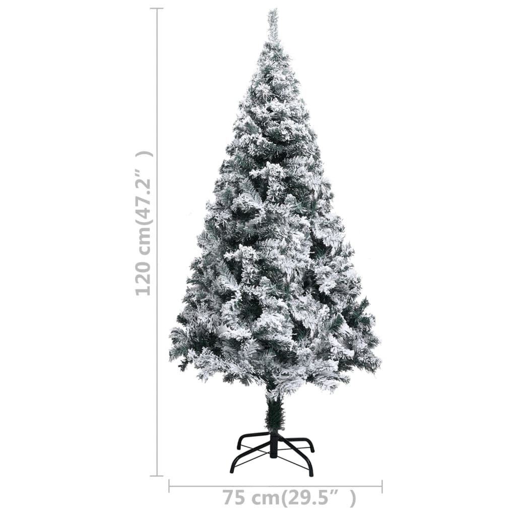 Artificial Christmas Tree with Flocked Snow Green 4 ft PVC