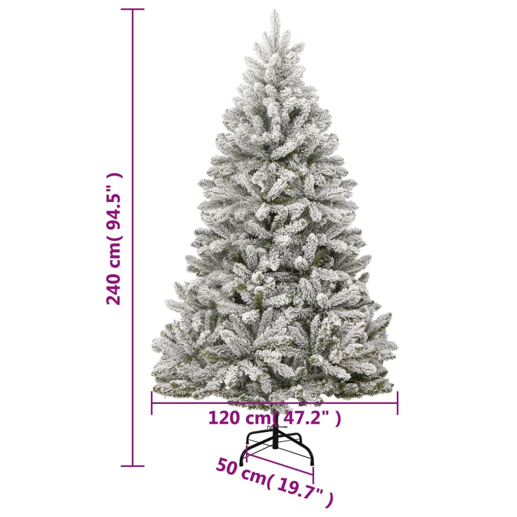 Artificial Hinged Christmas Tree with Flocked Snow 94.5"