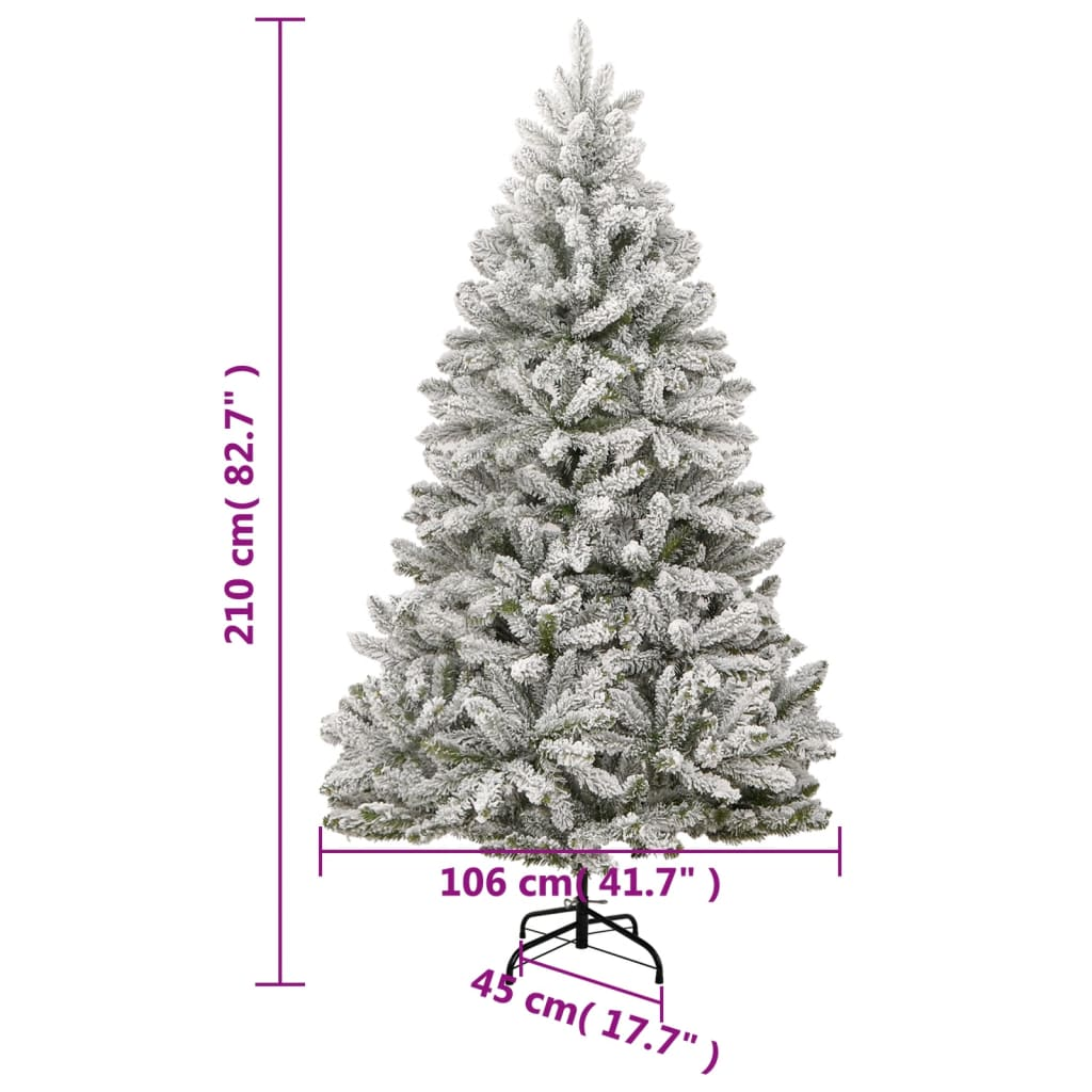 vidaXL Artificial Hinged Christmas Tree with Flocked Snow 82.7"