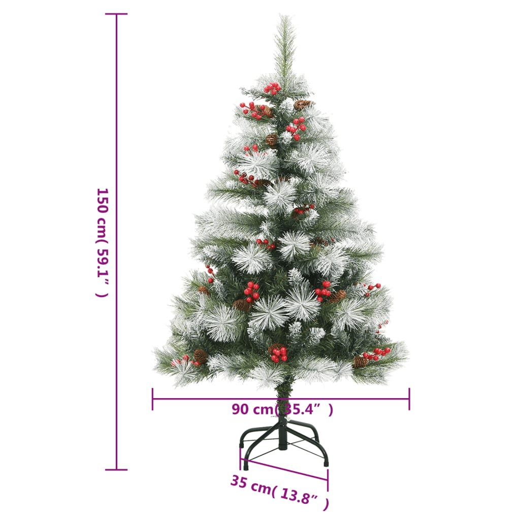 Artificial Hinged Christmas Tree with Cones and Berries 59.1"