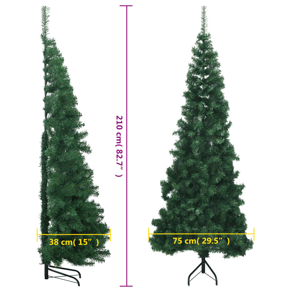 vidaXL Corner Artificial Christmas Tree Green 7 ft PVC