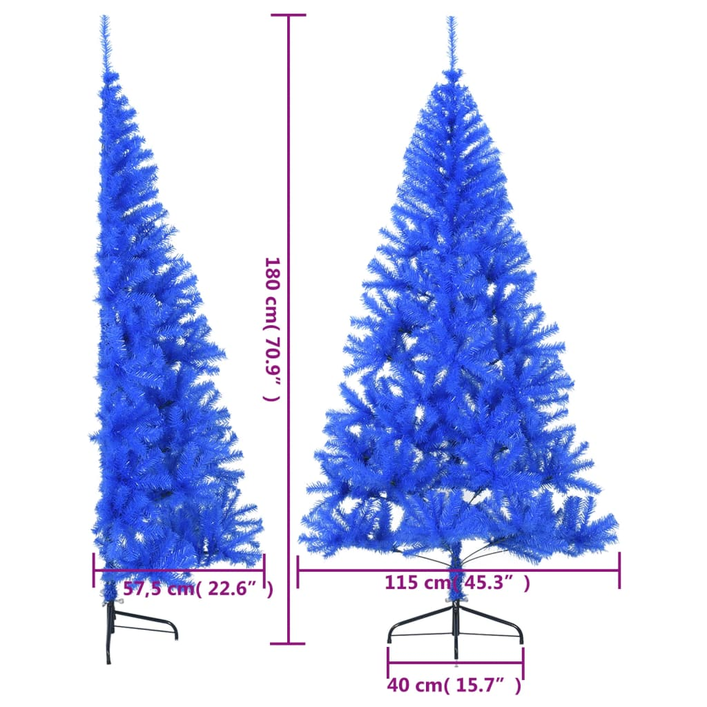 Artificial Half Christmas Tree with Stand Blue 6 ft PVC