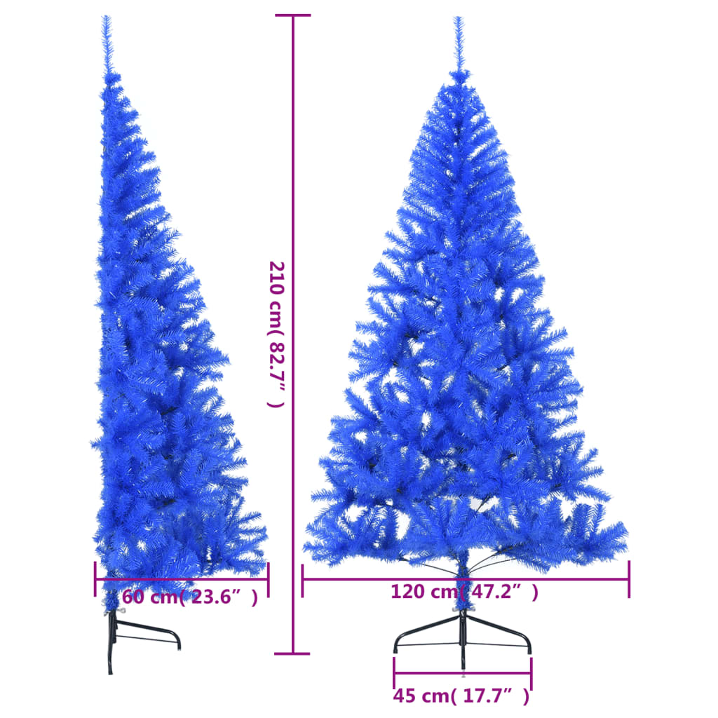 Artificial Half Christmas Tree with Stand Blue 7 ft PVC