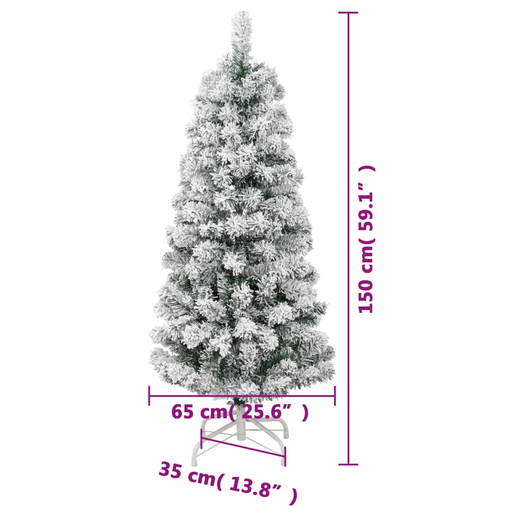 Artificial Hinged Christmas Tree with Flocked Snow 59.1"