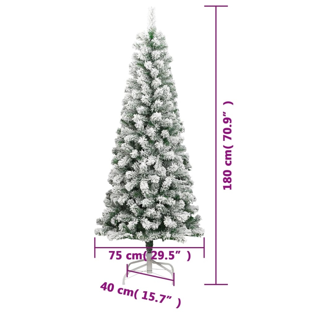 vidaXL Artificial Hinged Christmas Tree with Flocked Snow 70.9"