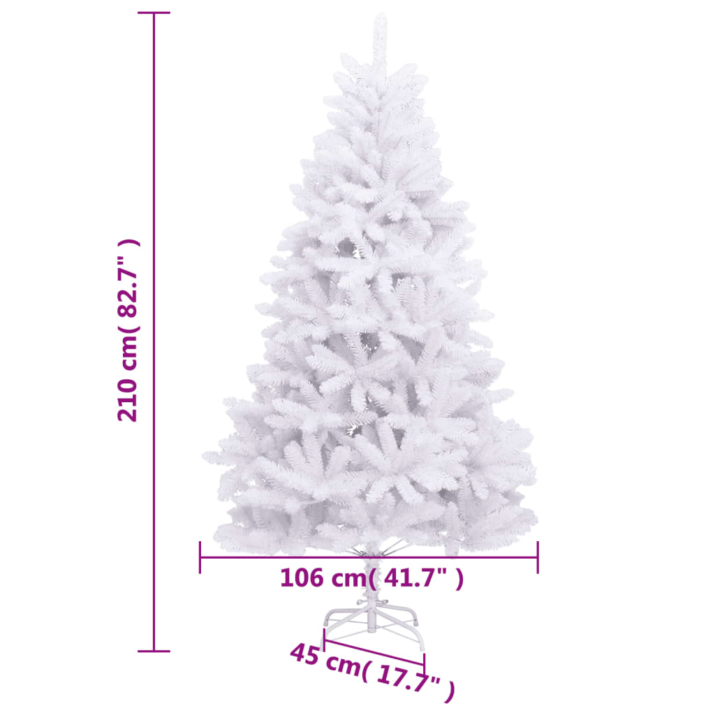 Artificial Hinged Christmas Tree with Stand White 82.7"