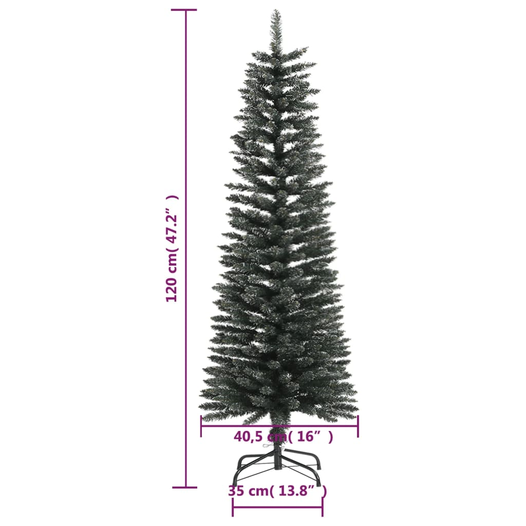 Artificial Slim Christmas Tree with Stand Green 4 ft PVC