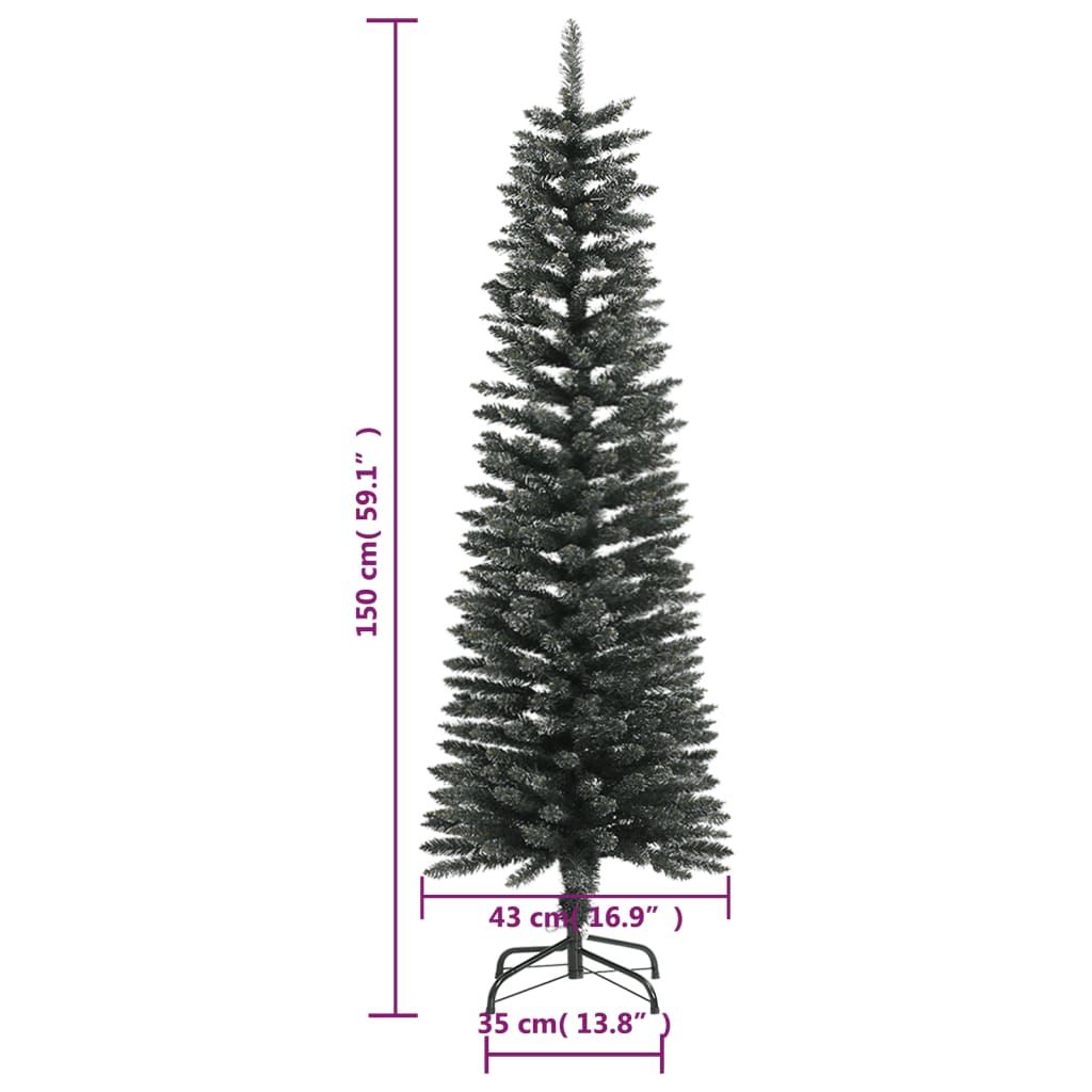 Artificial Slim Christmas Tree with Stand Green 5 ft PVC