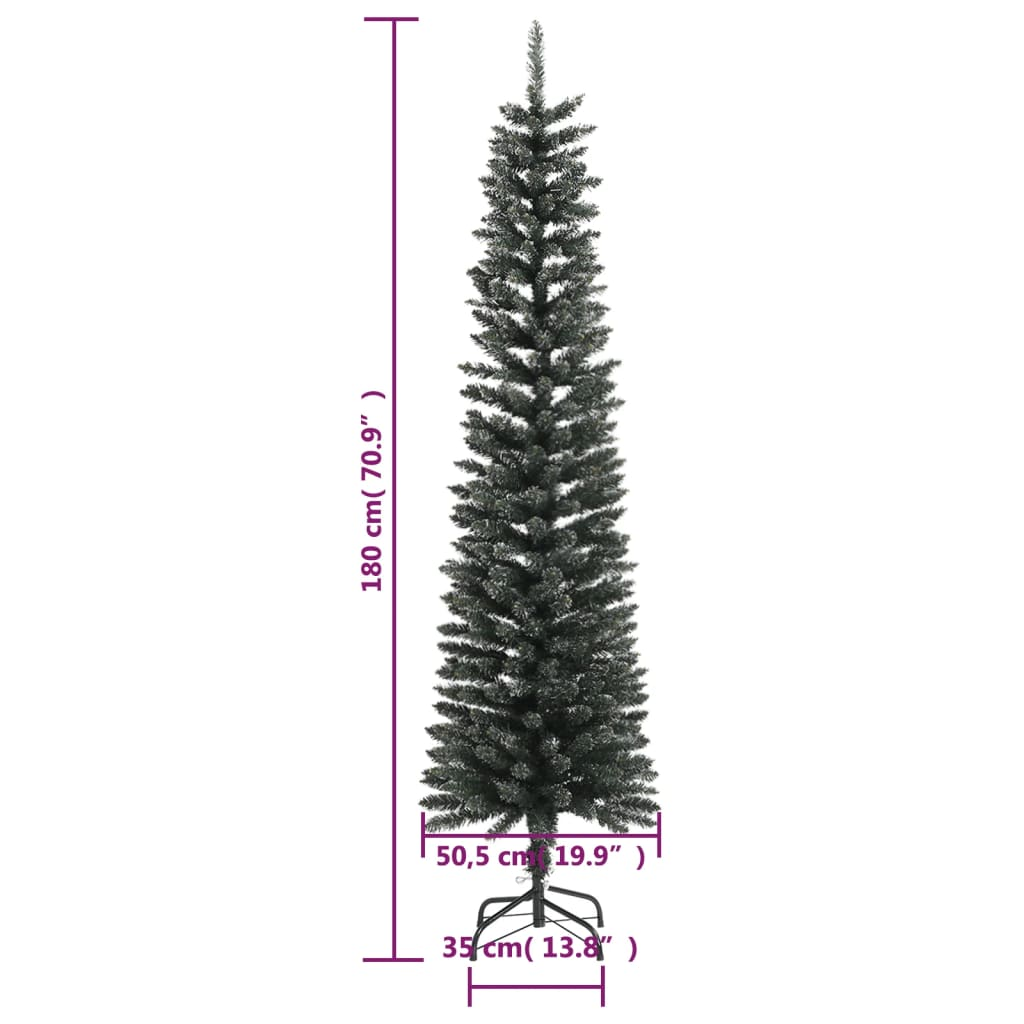 Artificial Slim Christmas Tree with Stand Green 6 ft PVC