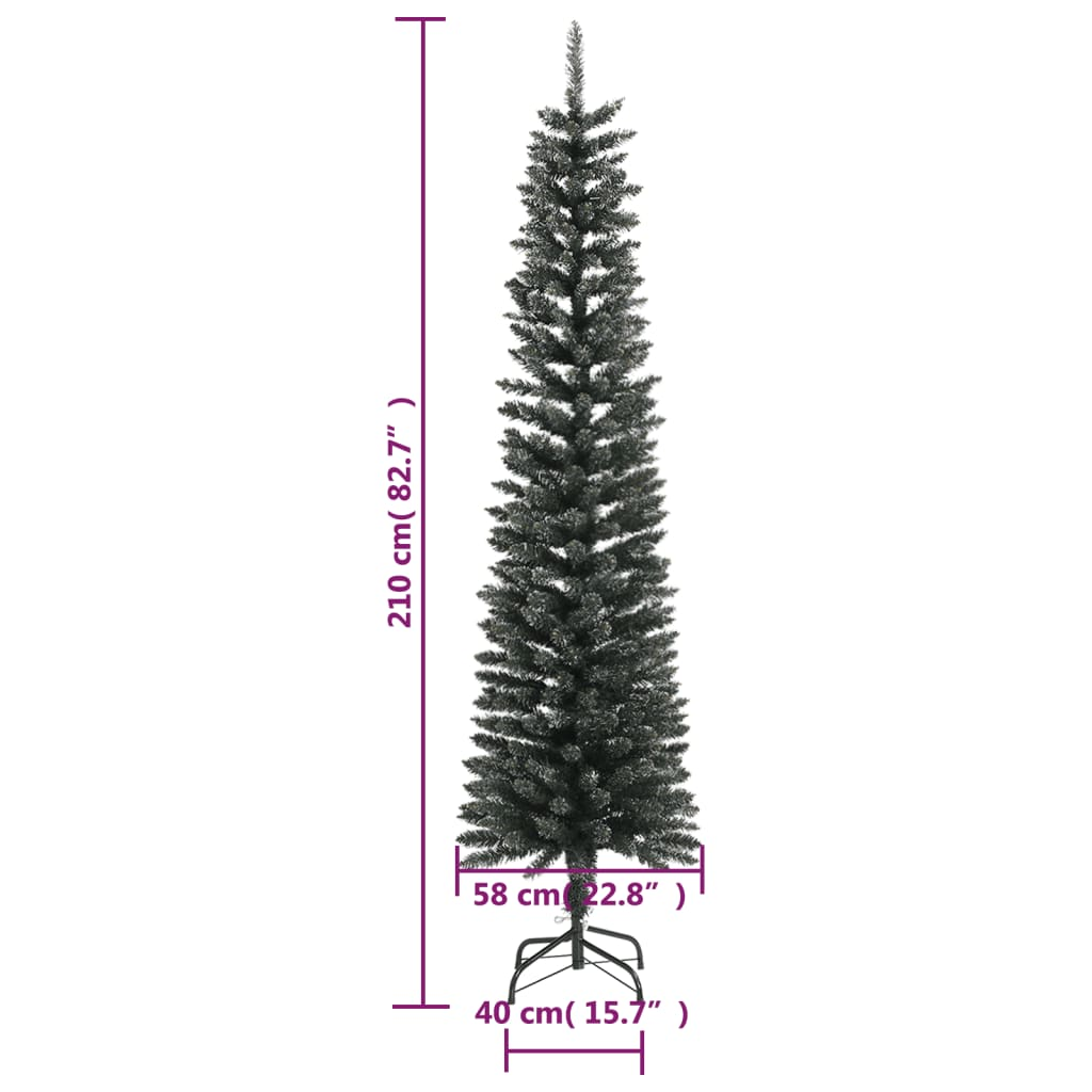 Artificial Slim Christmas Tree with Stand Green 7 ft PVC