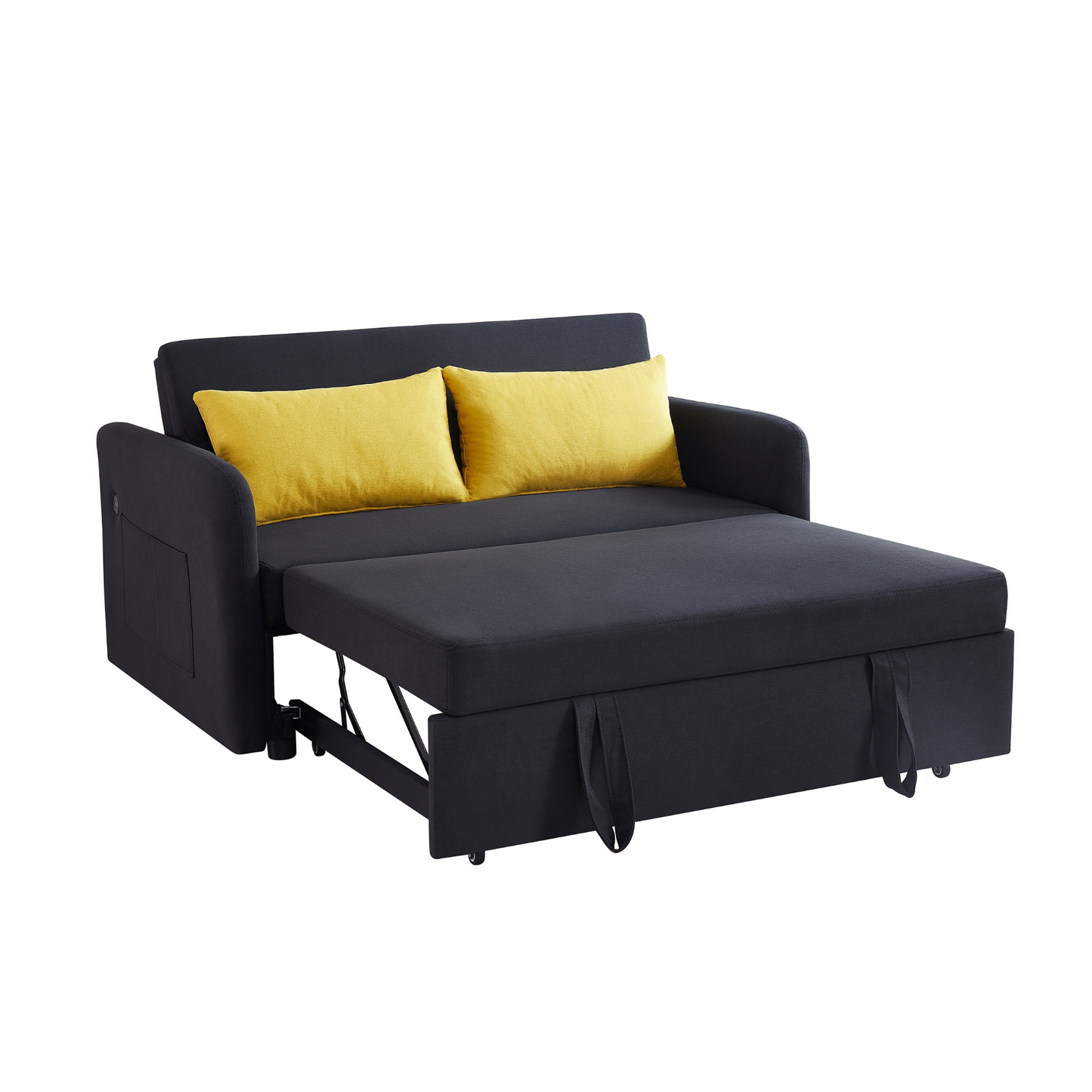 Twins Sofa Bed Black Fabric