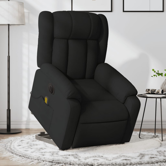 Electric Lift Massage Recliner Chair Black Fabric