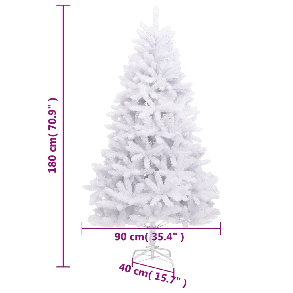 Artificial Hinged Christmas Tree with Stand White 70.9"