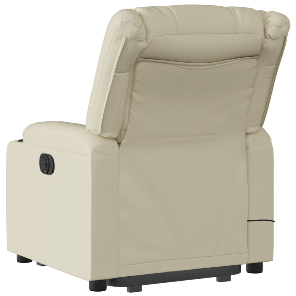 Electric Stand up Massage Recliner Chair Cream Faux Leather