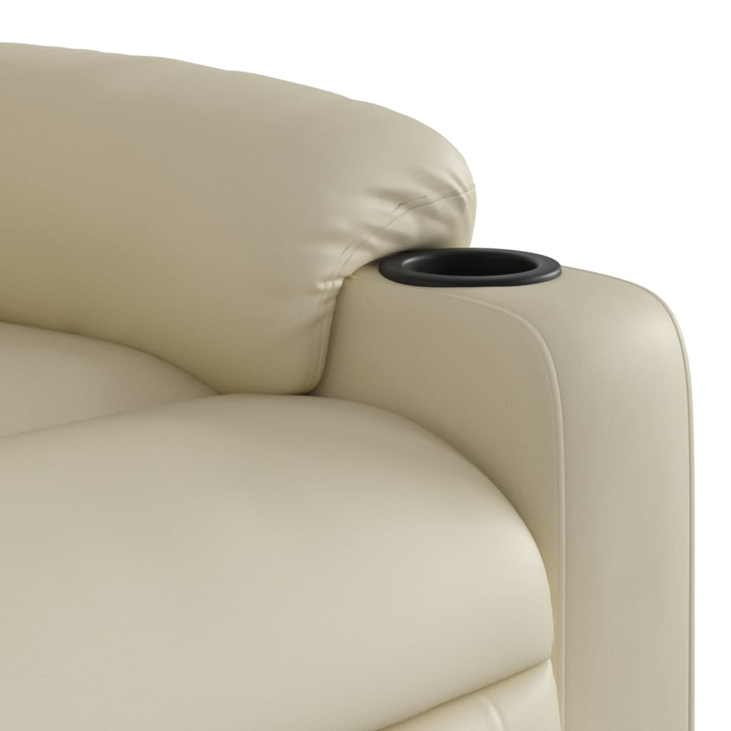 Electric Stand up Massage Recliner Chair Cream Faux Leather