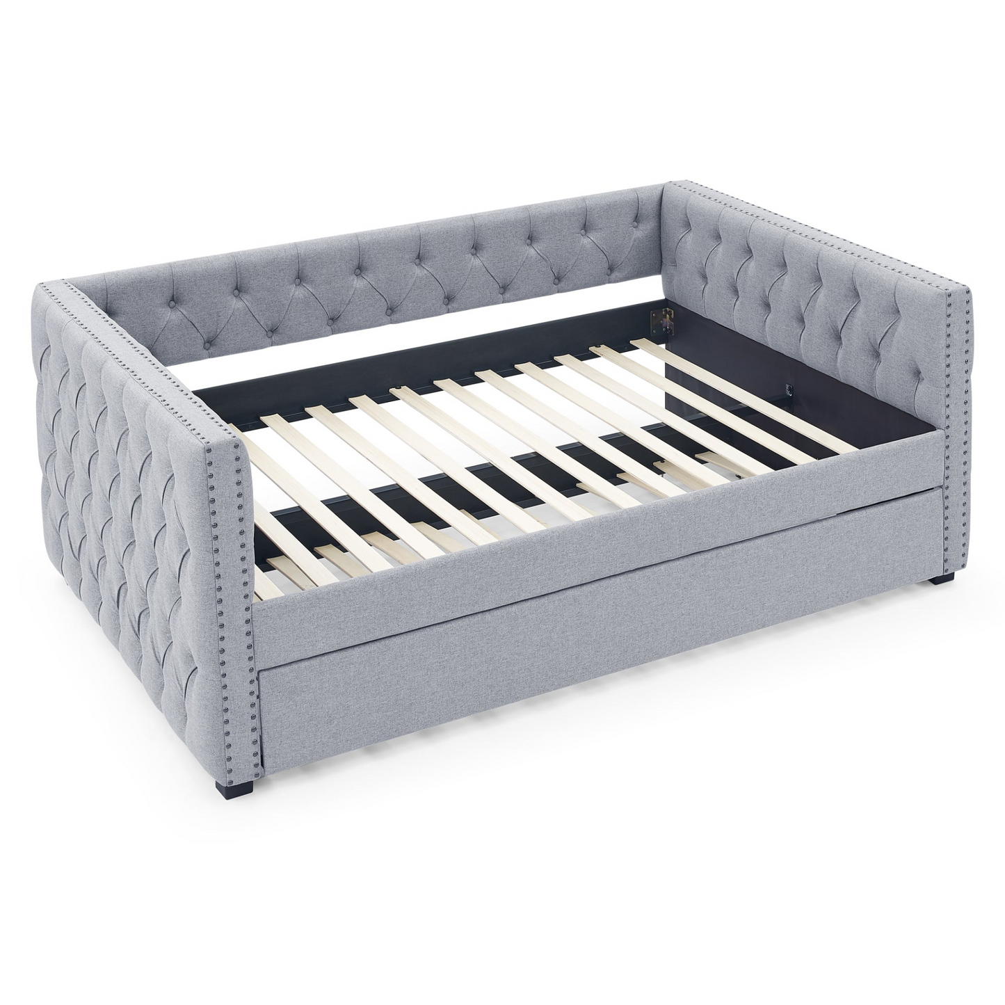 Full Daybed & Twin Trundle, Grey (85"x57"x31.5")