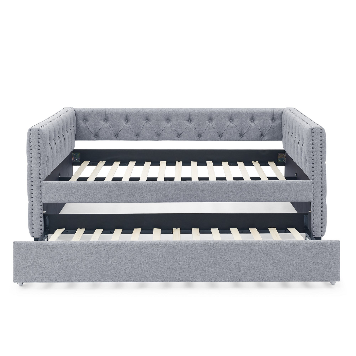 Full Daybed & Twin Trundle, Grey (85"x57"x31.5")