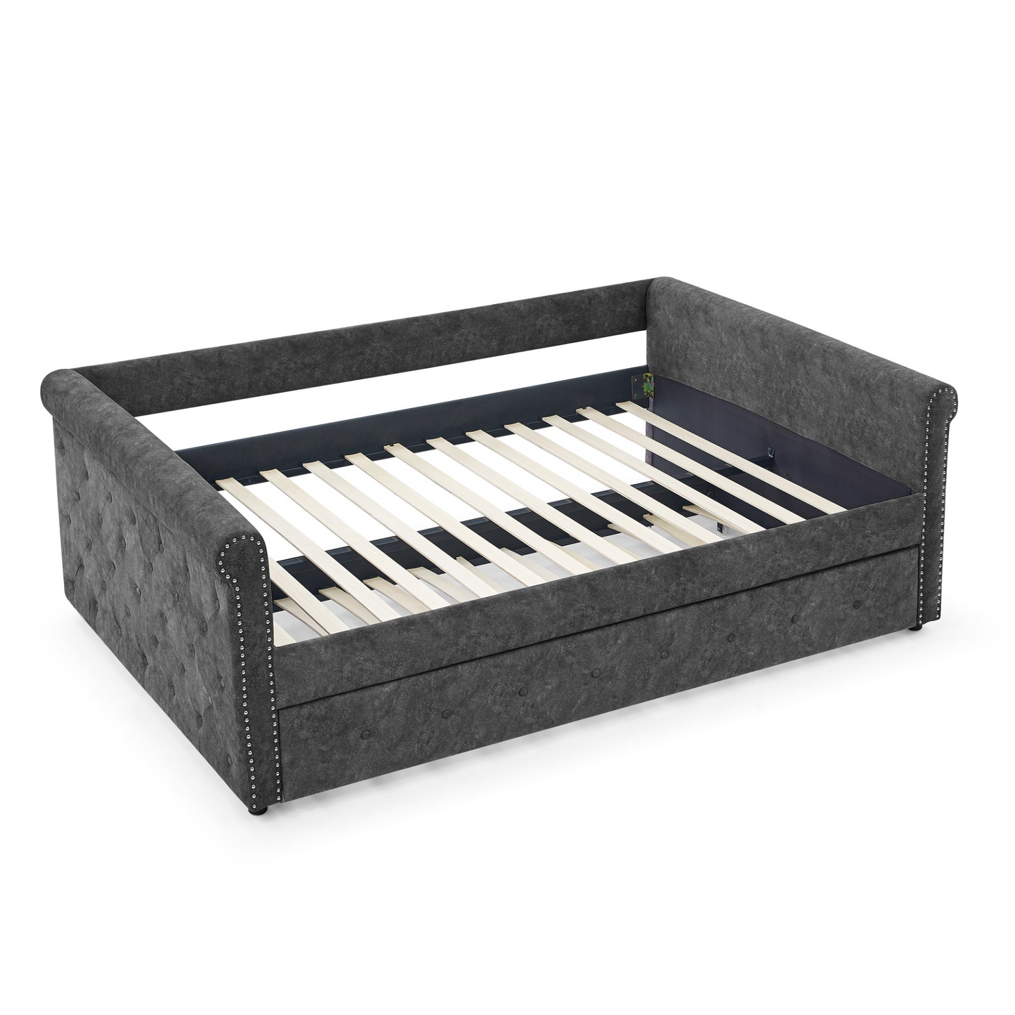 Full Daybed & Twin Trundle, Grey (85.5"x57"x30.5")