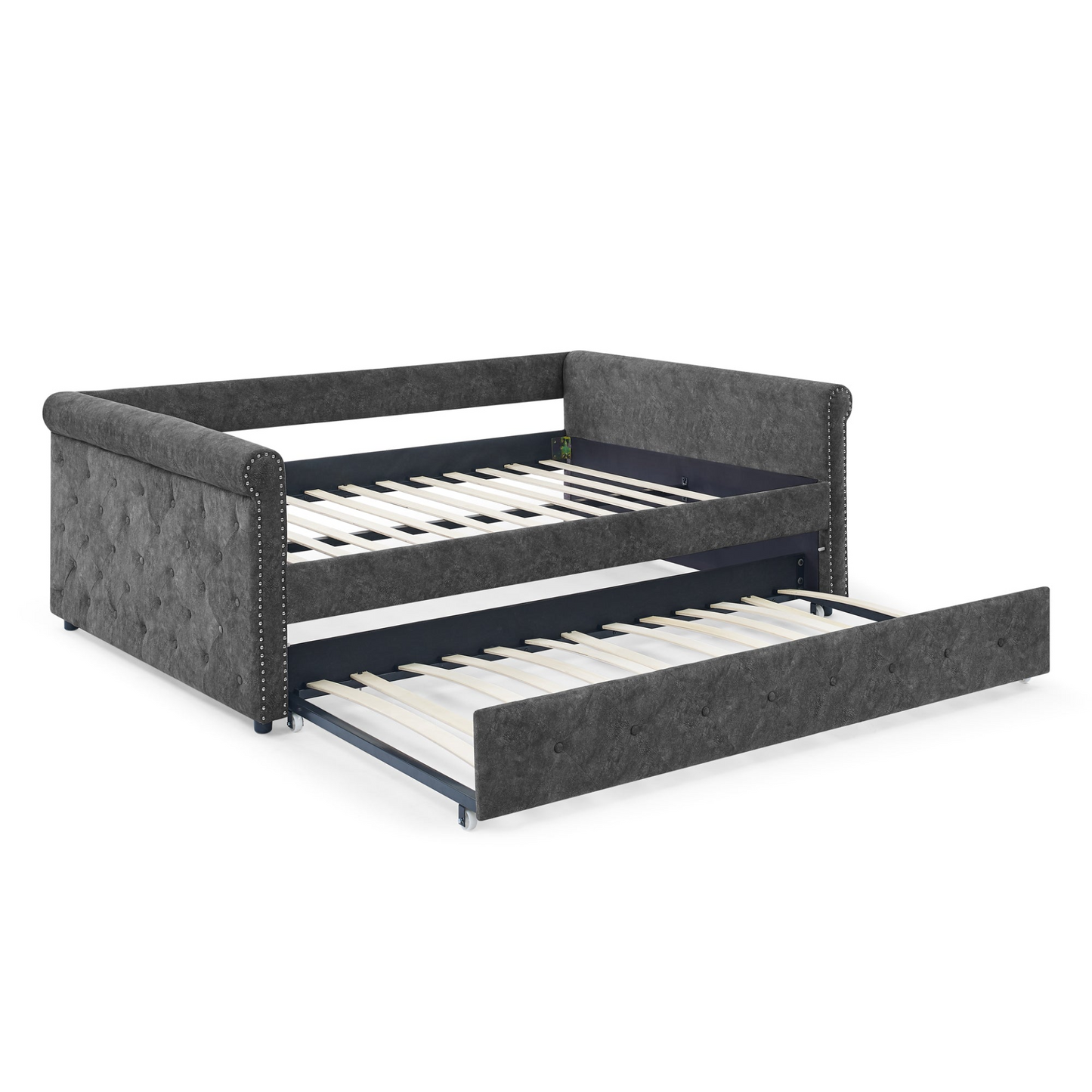 Full Daybed & Twin Trundle, Grey (85.5"x57"x30.5")