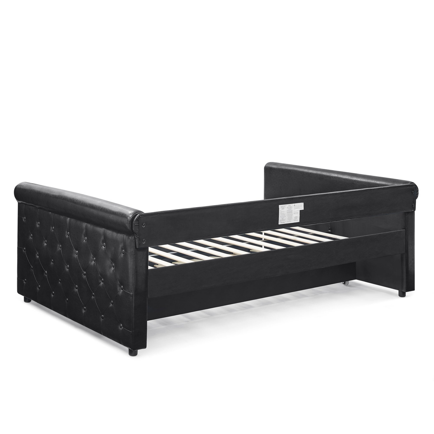 Full Daybed & Twin Trundle, PU Black (85.5"x57"x30.5")