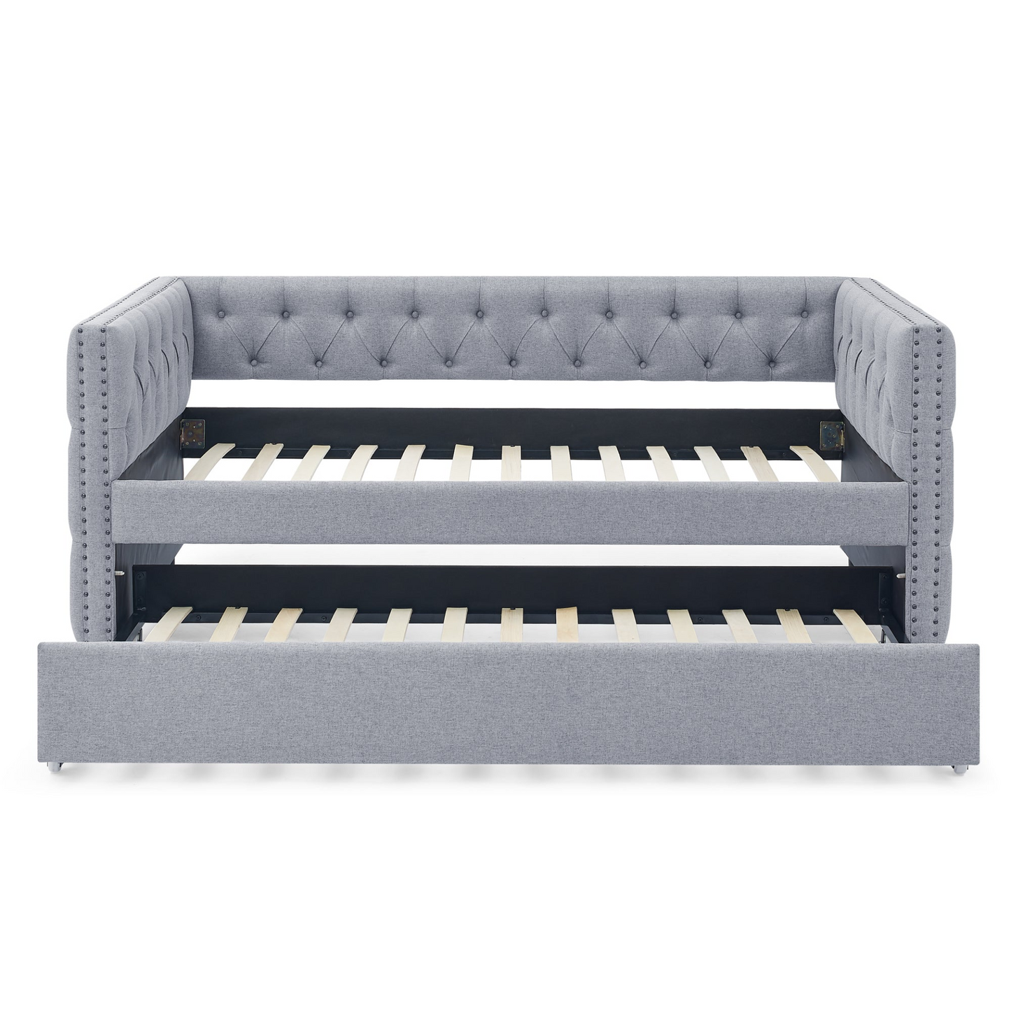 Daybed with Trundle Upholstered, Grey(85"x42.5"x31.5")