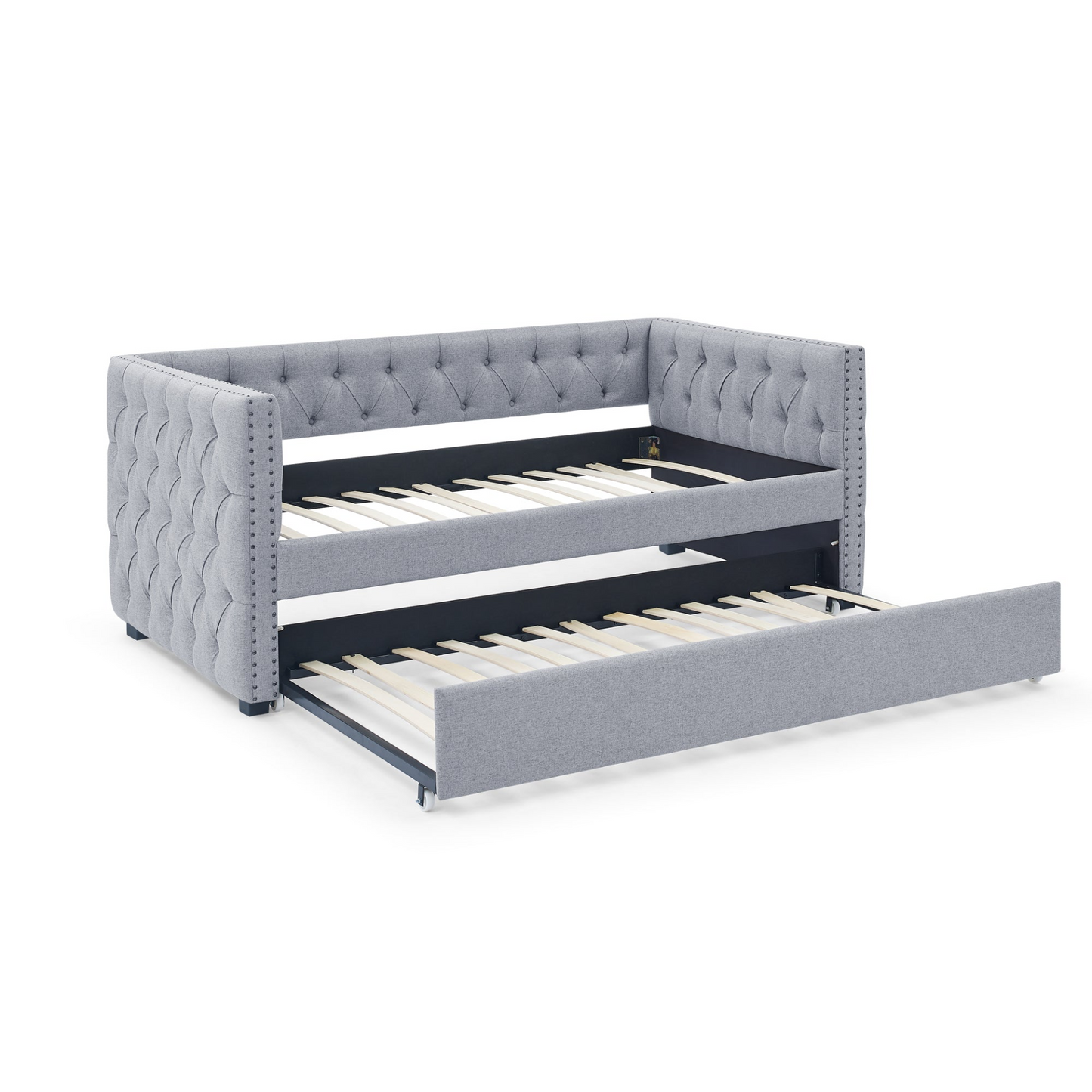 Daybed with Trundle Upholstered, Grey(85"x42.5"x31.5")