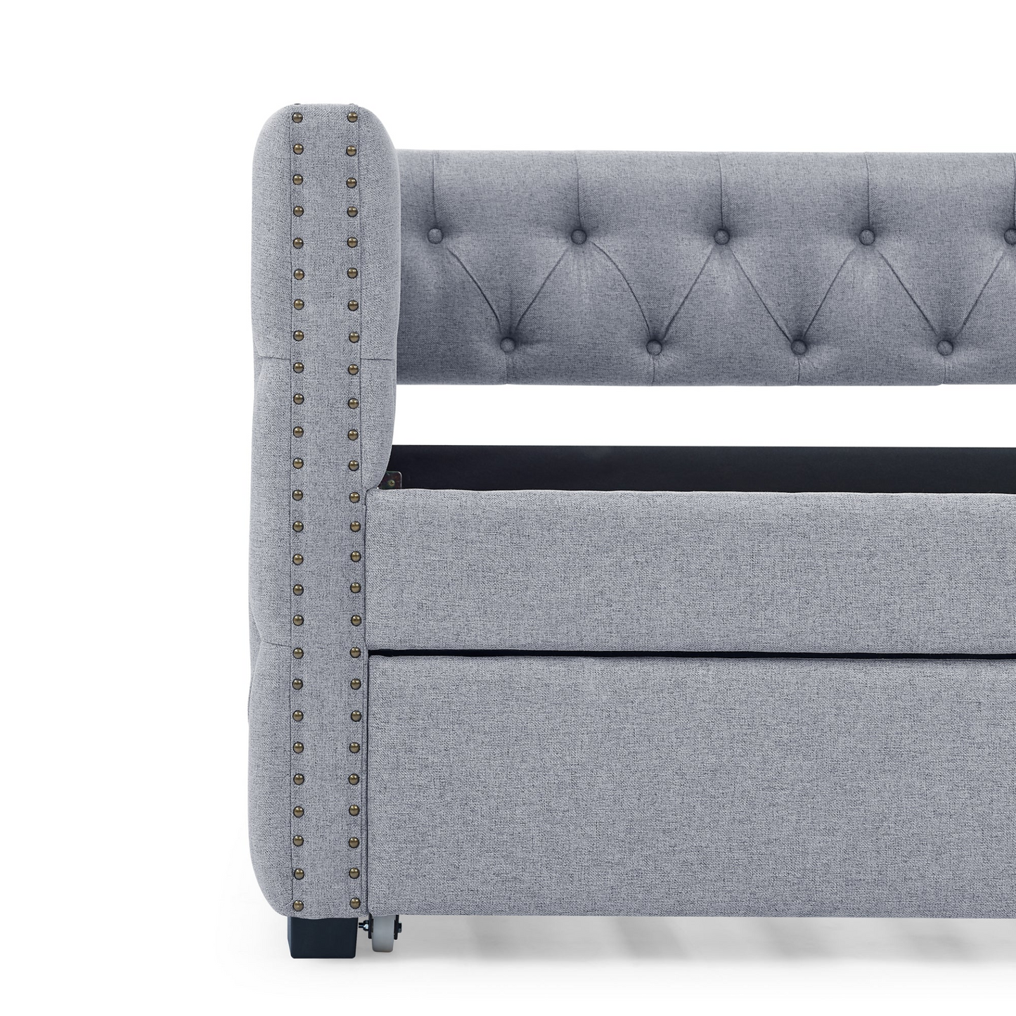 Daybed with Trundle Upholstered, Grey(85"x42.5"x31.5")