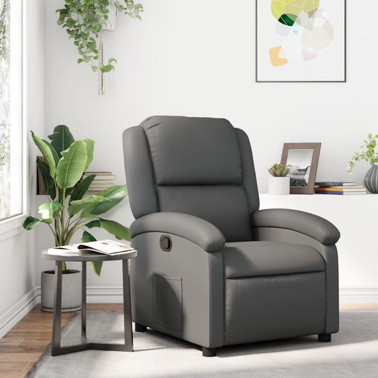 vidaXL Recliner Chair Gray Faux Leather