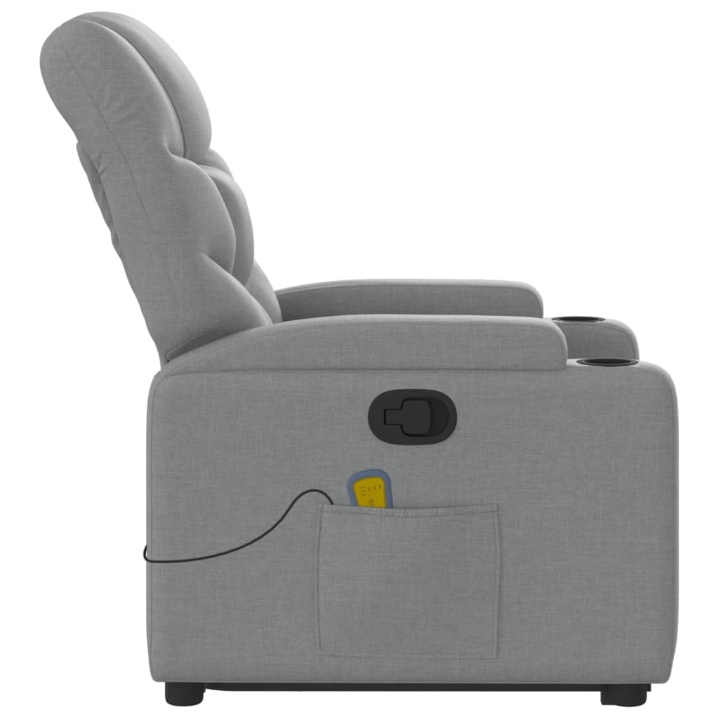 vidaXL Stand up Massage Recliner Chair Light Gray Fabric