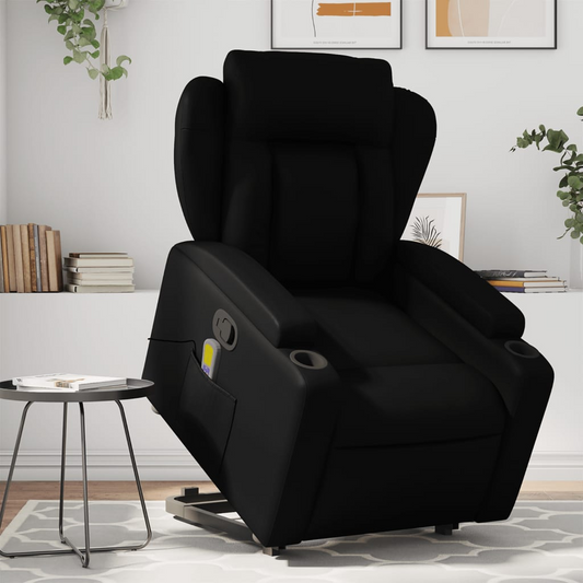 Stand up Massage Recliner Chair Black Faux Leather