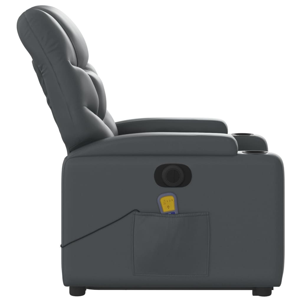 vidaXL Electric Stand up Massage Recliner Chair Gray Faux Leather