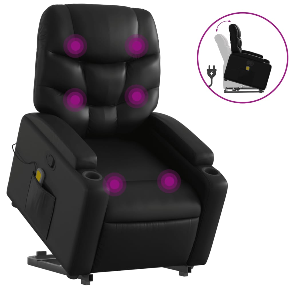 Stand up Massage Recliner Chair Black Faux Leather