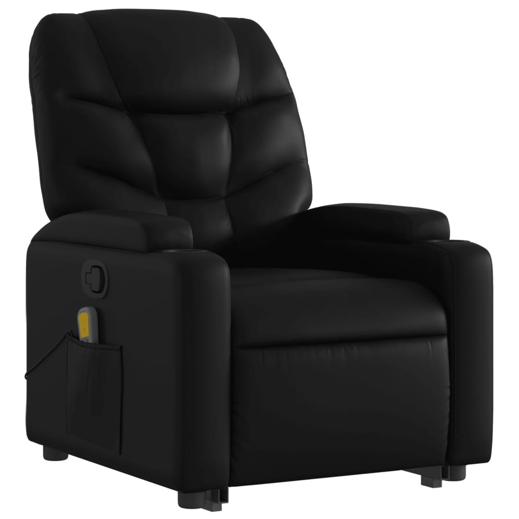 Stand up Massage Recliner Chair Black Faux Leather