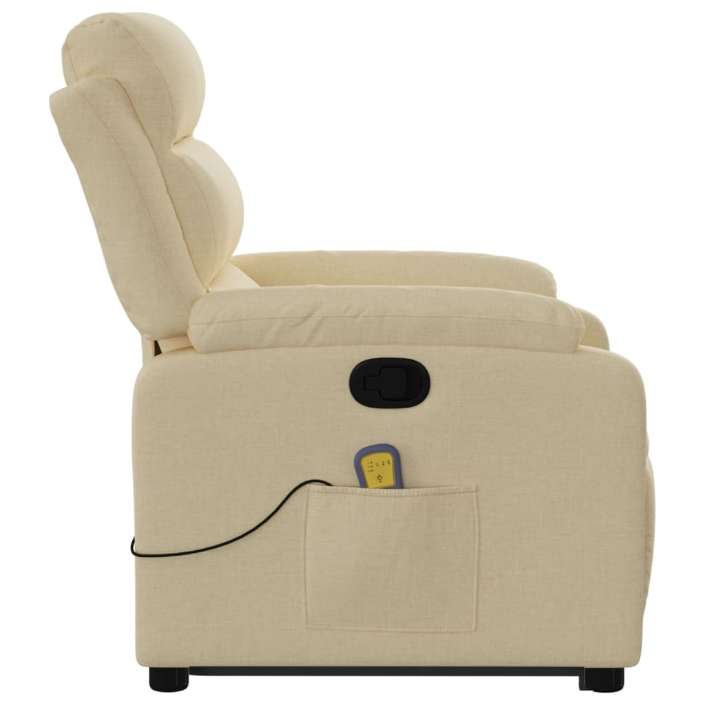 Lift Massage Recliner Chair Cream Fabric