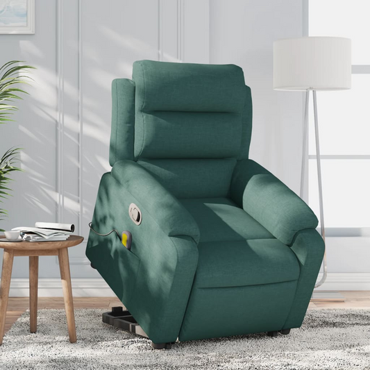 Stand up Massage Recliner Chair Dark Green Fabric