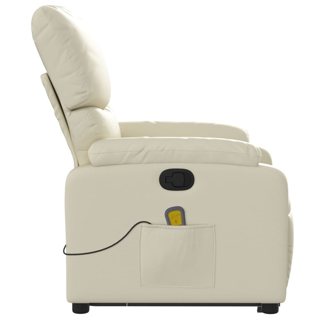 Stand up Massage Recliner Chair Cream Faux Leather