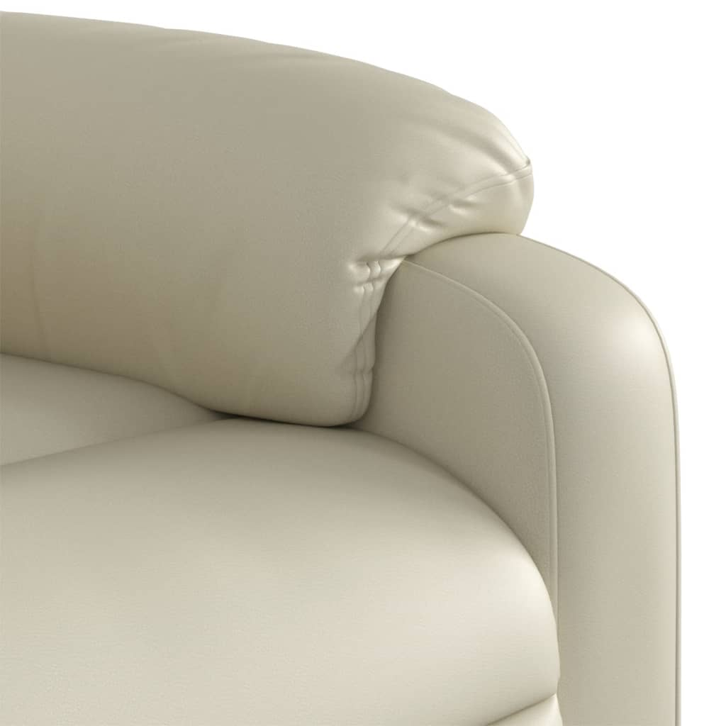 Stand up Massage Recliner Chair Cream Faux Leather