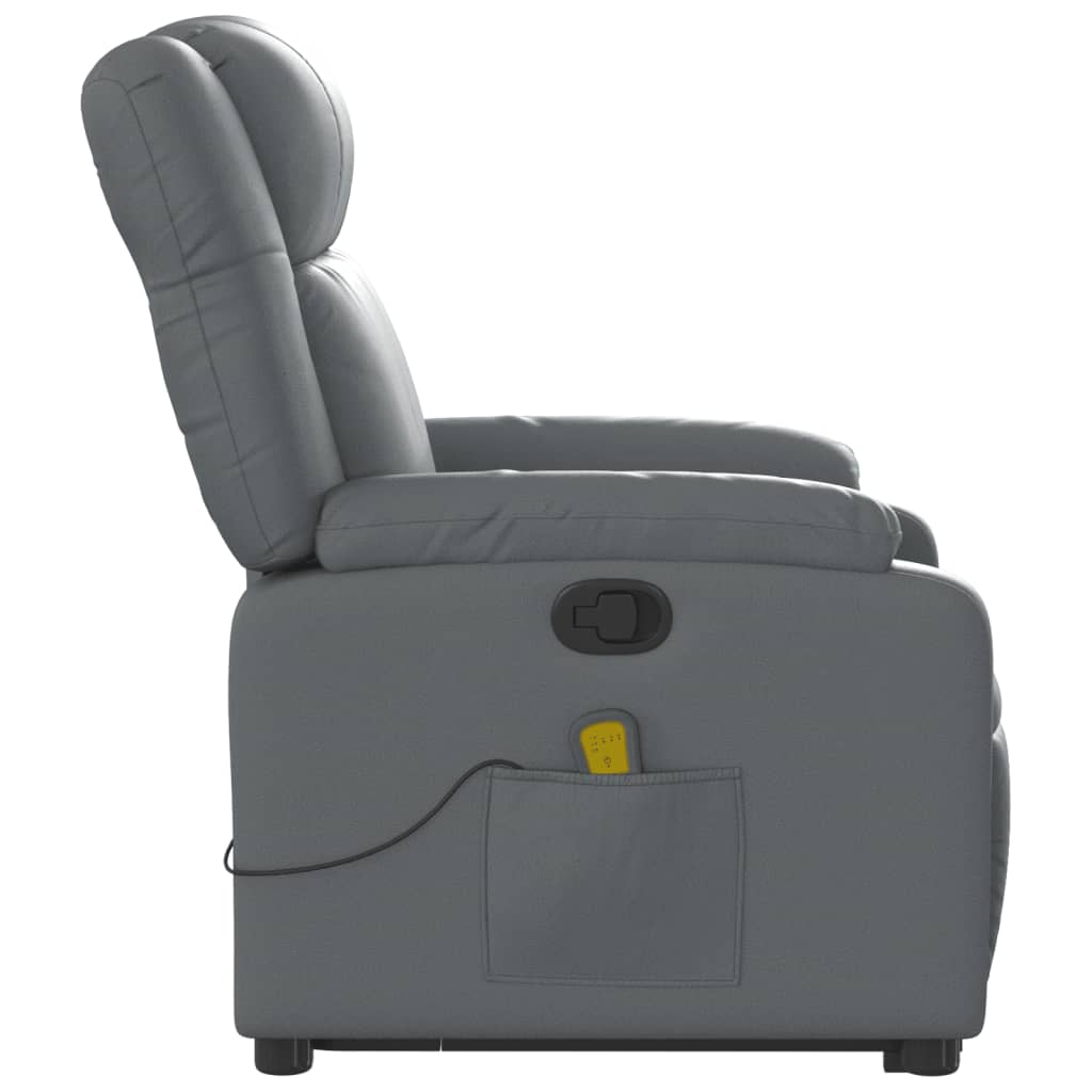 vidaXL Stand up Massage Recliner Chair Gray Faux Leather