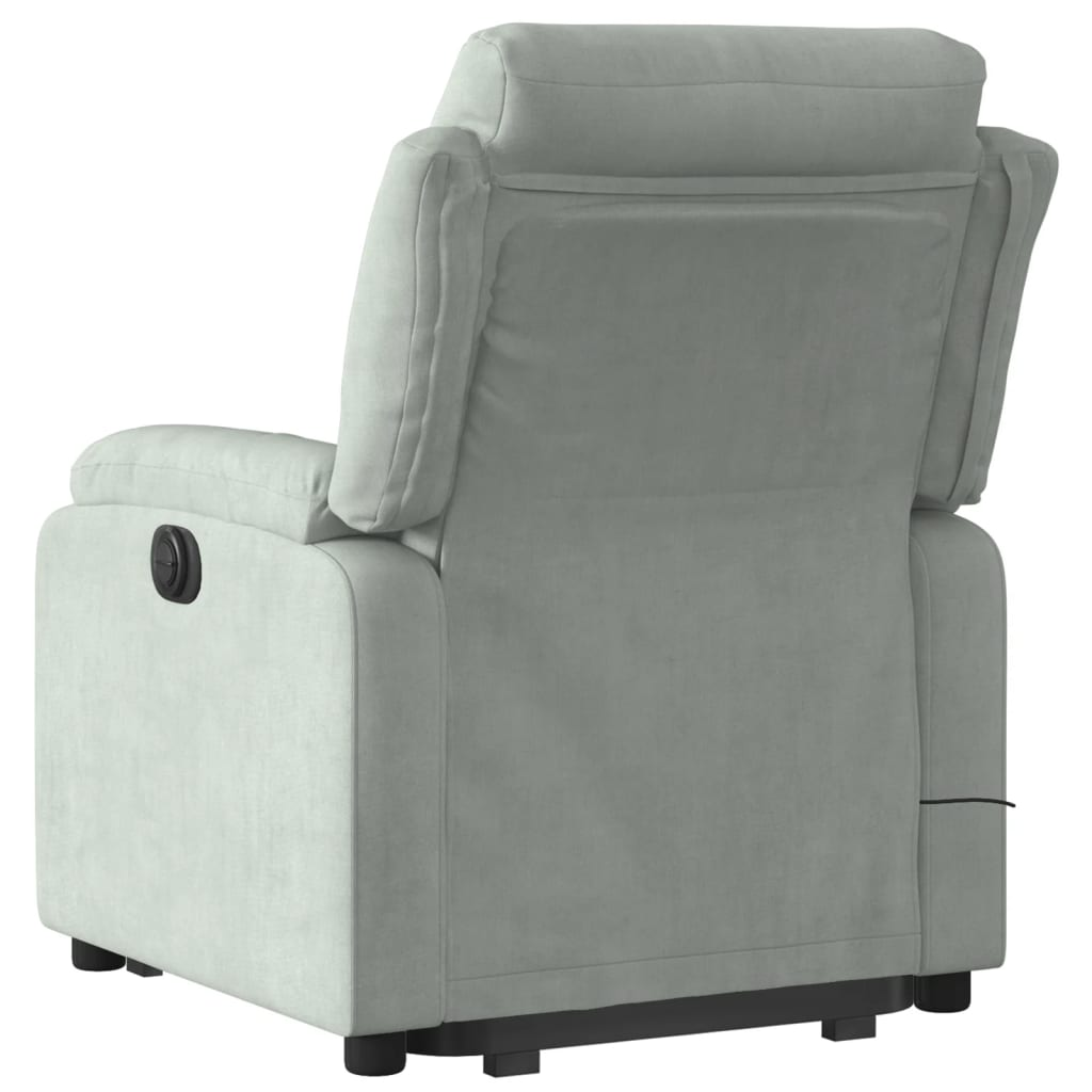 vidaXL Electric Stand up Massage Recliner Chair Light Gray Velvet