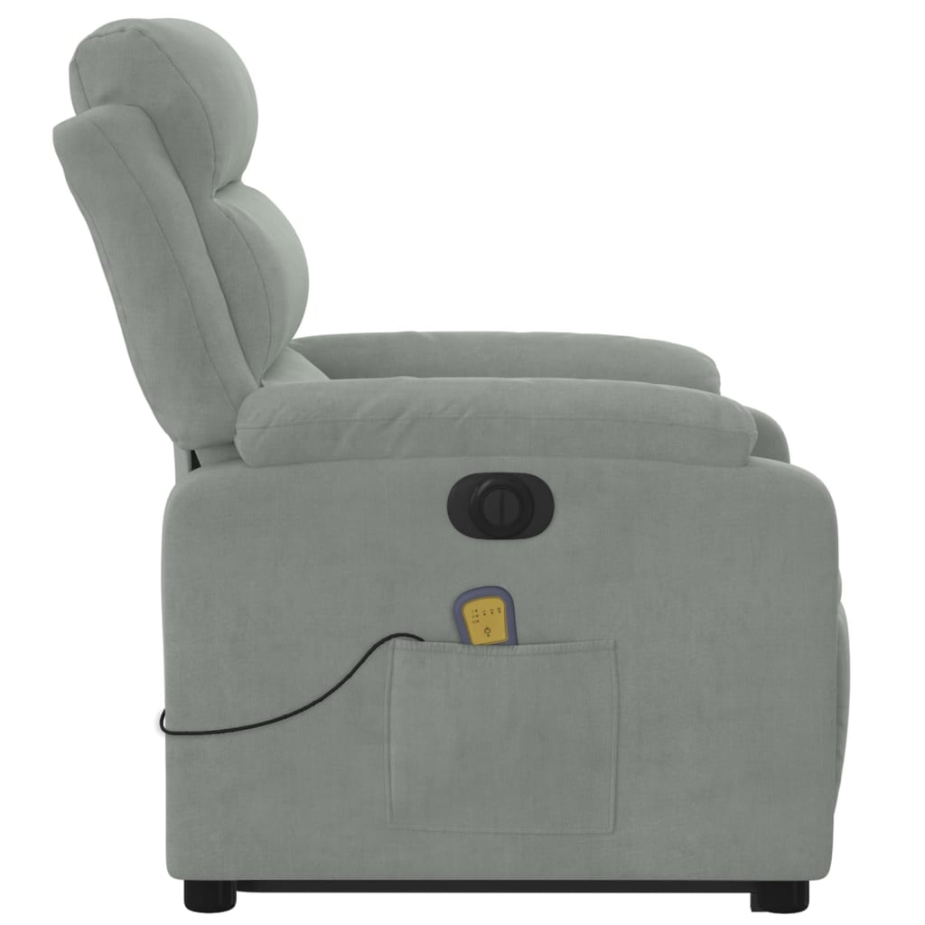 vidaXL Electric Stand up Massage Recliner Chair Light Gray Velvet