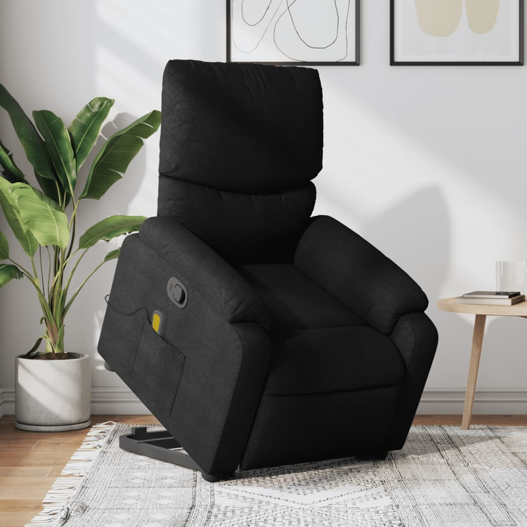 Lift Massage Recliner Chair Black Fabric