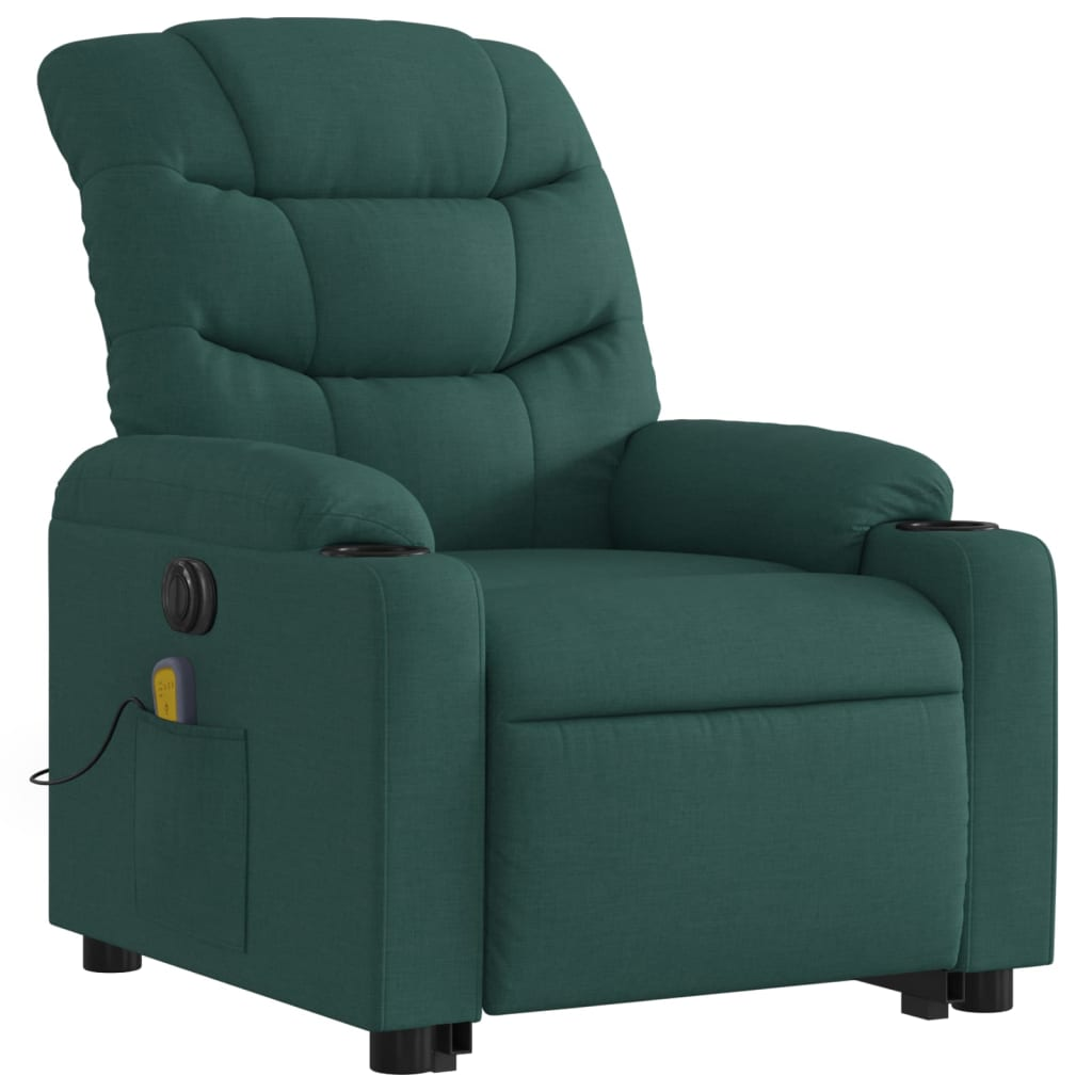 Electric Stand up Massage Recliner Chair Dark Green Fabric