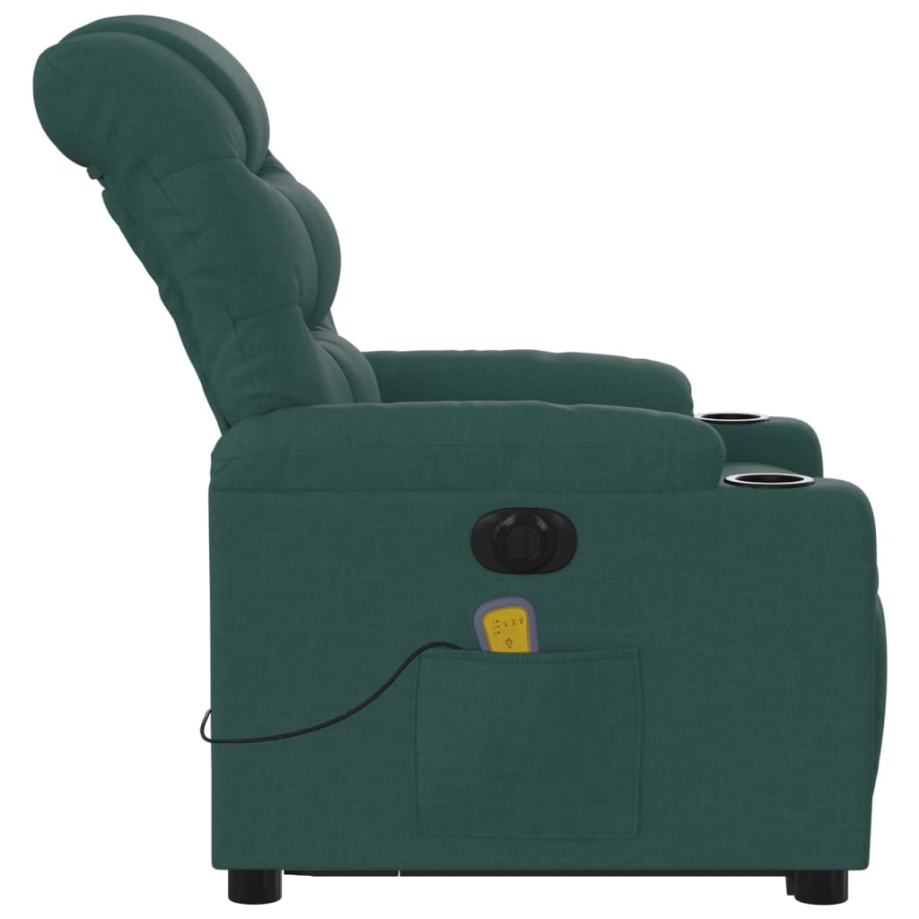 Electric Stand up Massage Recliner Chair Dark Green Fabric