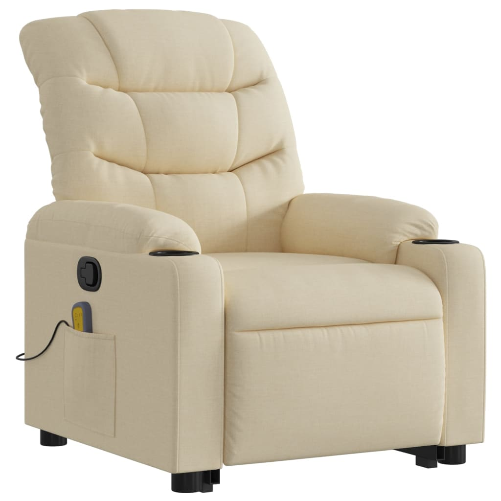 Lift Massage Recliner Chair Cream Fabric