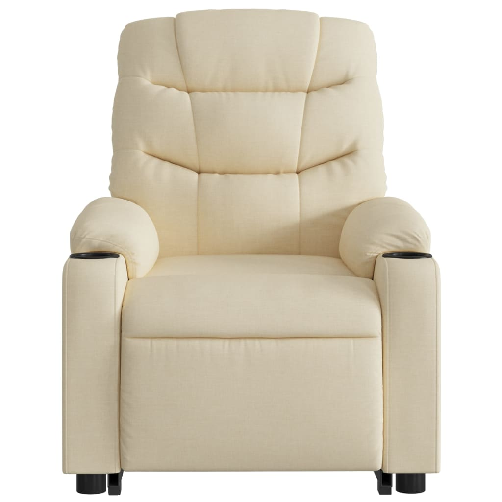 Lift Massage Recliner Chair Cream Fabric