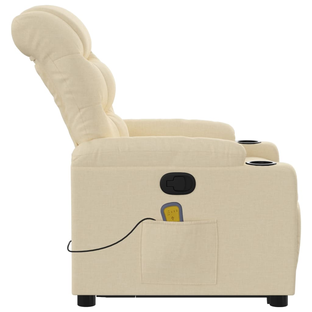 Lift Massage Recliner Chair Cream Fabric