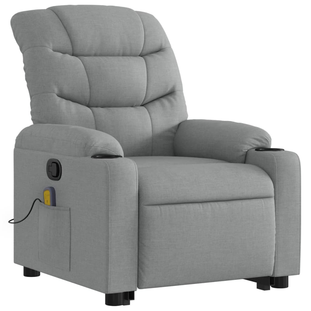 vidaXL Stand up Massage Recliner Chair Light Gray Fabric